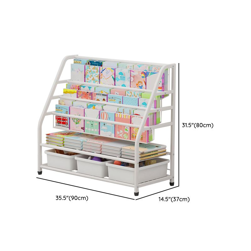 Scandinavian Metal Book Shelf Freestanding Book Display in White