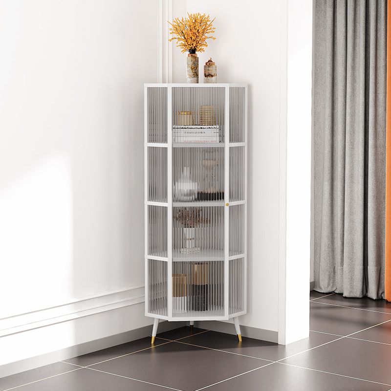 Industrial Curio Cabinet Metal Glass Doors Storage Cabinet with Legs for Living Room