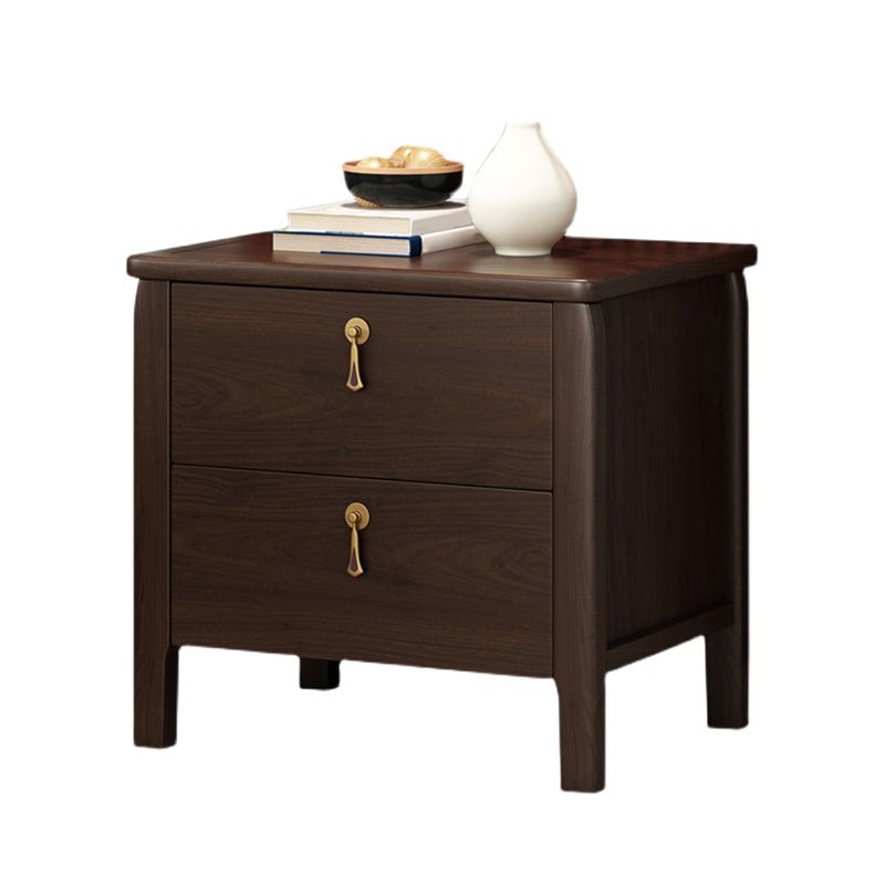 2 - Drawer Contemporary Accent Table Nightstand Antique Finish Bed Nightstand