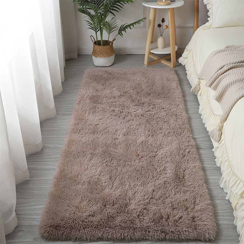 Simplicity Shag Carpet Modern Solid color Carpet Polyester Shag Rug with Non-Slip Backing