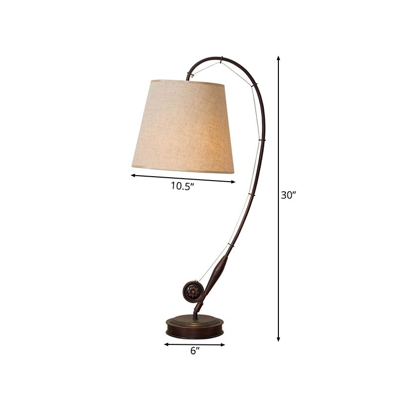 Brown Fishing Rod Table Lamp Traditional Fabric 1 Light Bedroom Night Table Lamp