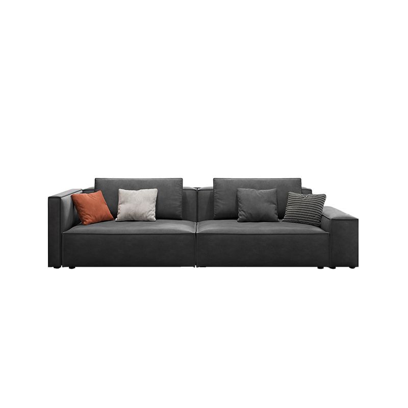 Modern Sofa with Bolster Pillows 35.43"High Square Arm Sofa, Black