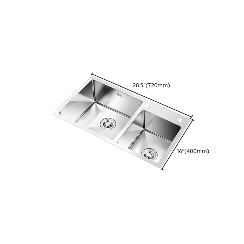 Kitchen Double Sink Stainless Steel Modern Style Drop-In Kitchen Sink