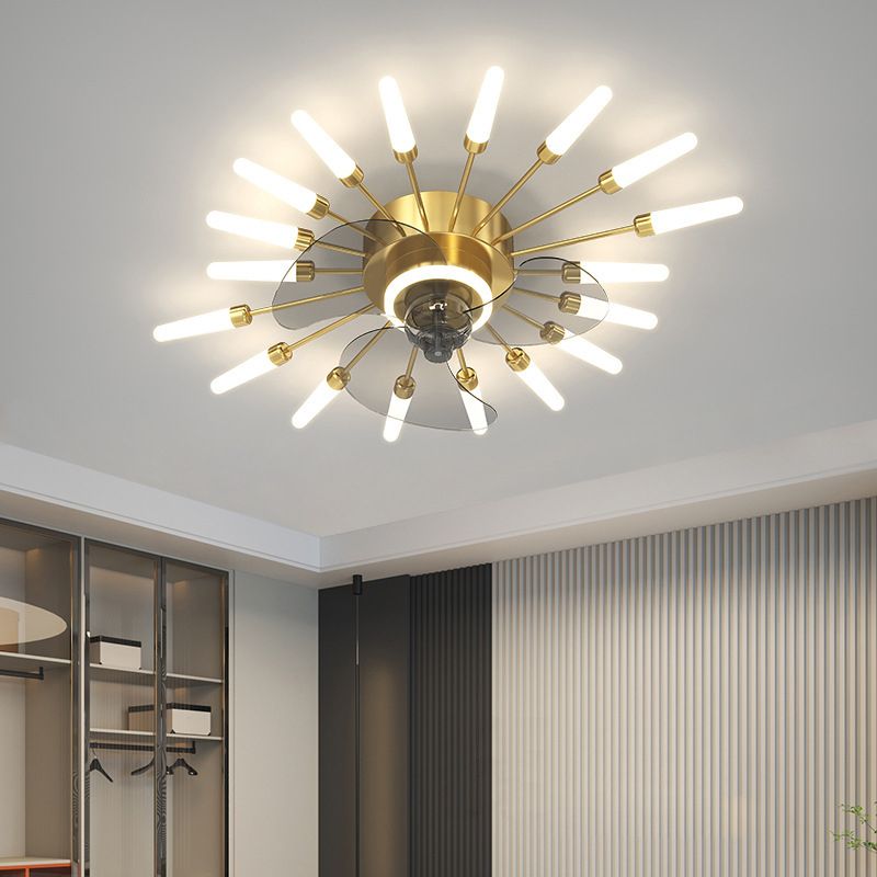 Modern 18/26-Light Ceiling Fan Lamp Black/Golden LED Ceiling Fan Light for Living Room