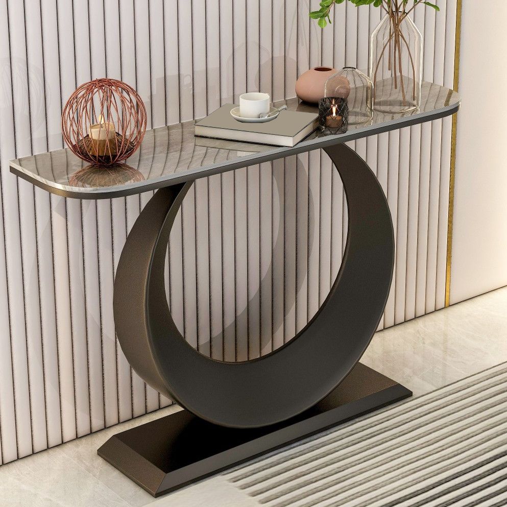 Rectangle Shape Contemporary Console Table Stone Accent Table