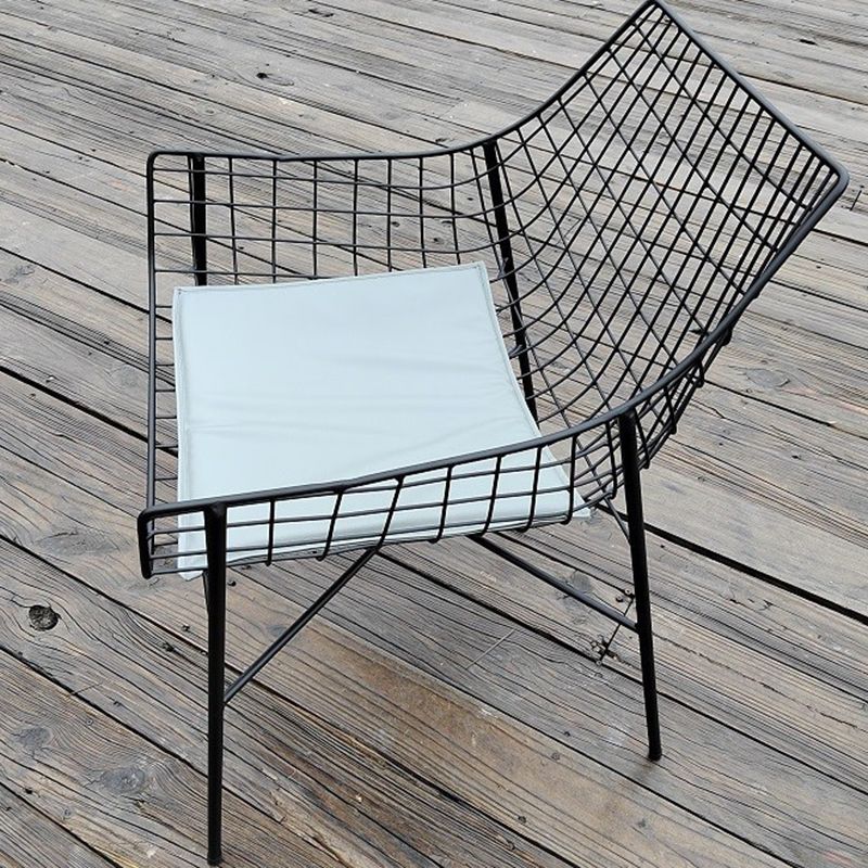 Modern Dining Side Chair Metal Removable Cushion Outdoor Bistro Chairs