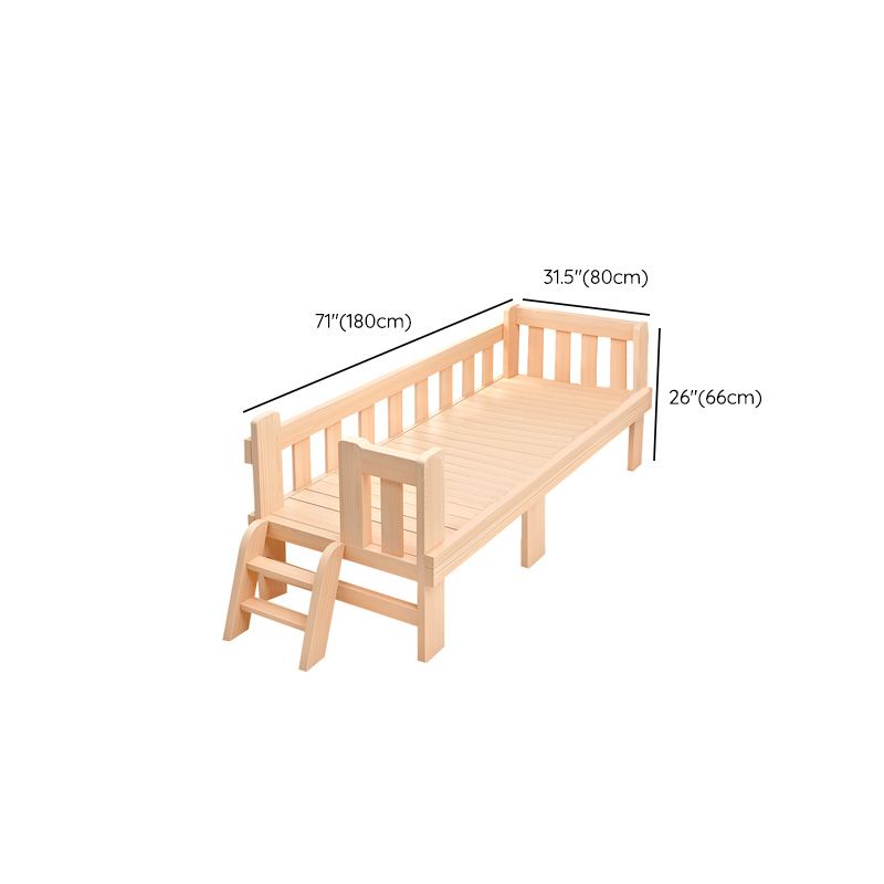 Washed Natural Wood Baby Crib Modern Nursery Crib with Guardrail