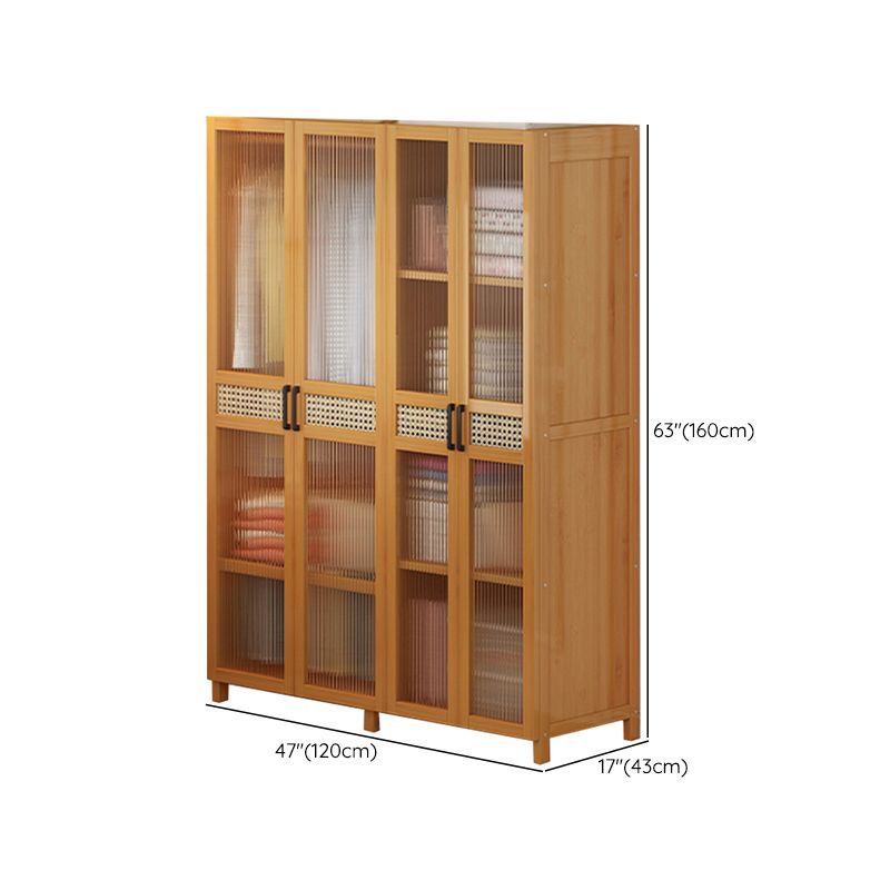 Freestanding Wood Wardrobe Modern Wardrobe with Legs and Shelves