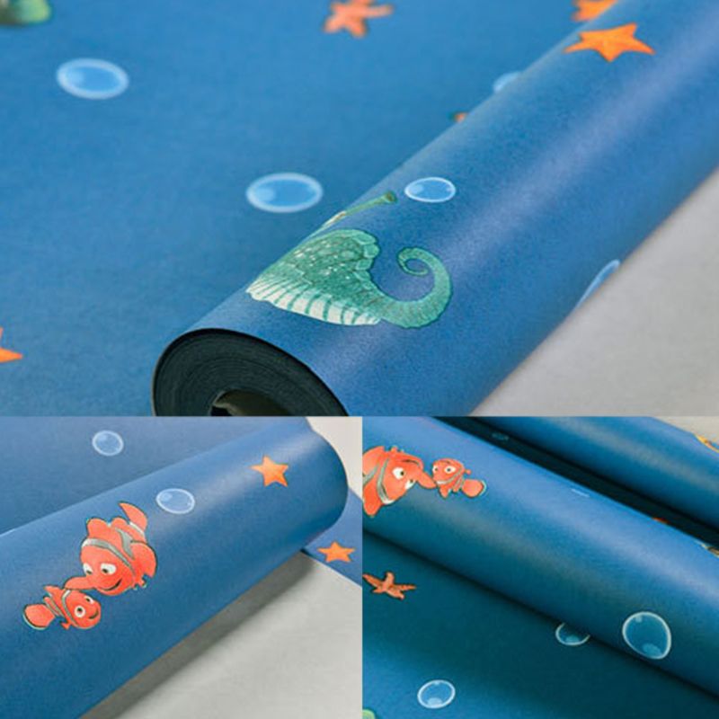 Non-Woven Wallpaper Roll Tropical Sea Animals Kids Bedroom Wall Decor, 57.1-Sq ft