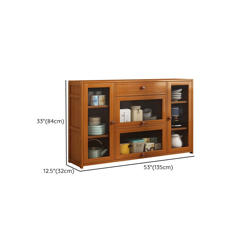 Brown Bamboo Dining Server Contemporary Sideboard Cabinet for Kitchen