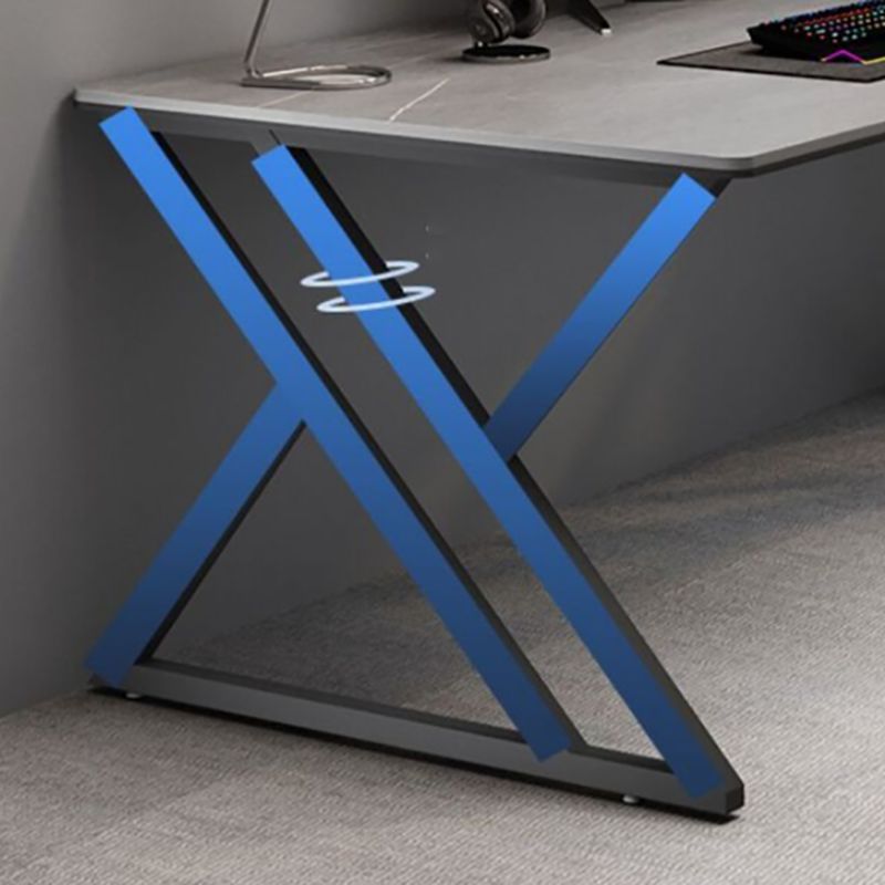 Contemporary Gaming Desk Stone Rectangular Computer Desk , 29.53" Tall