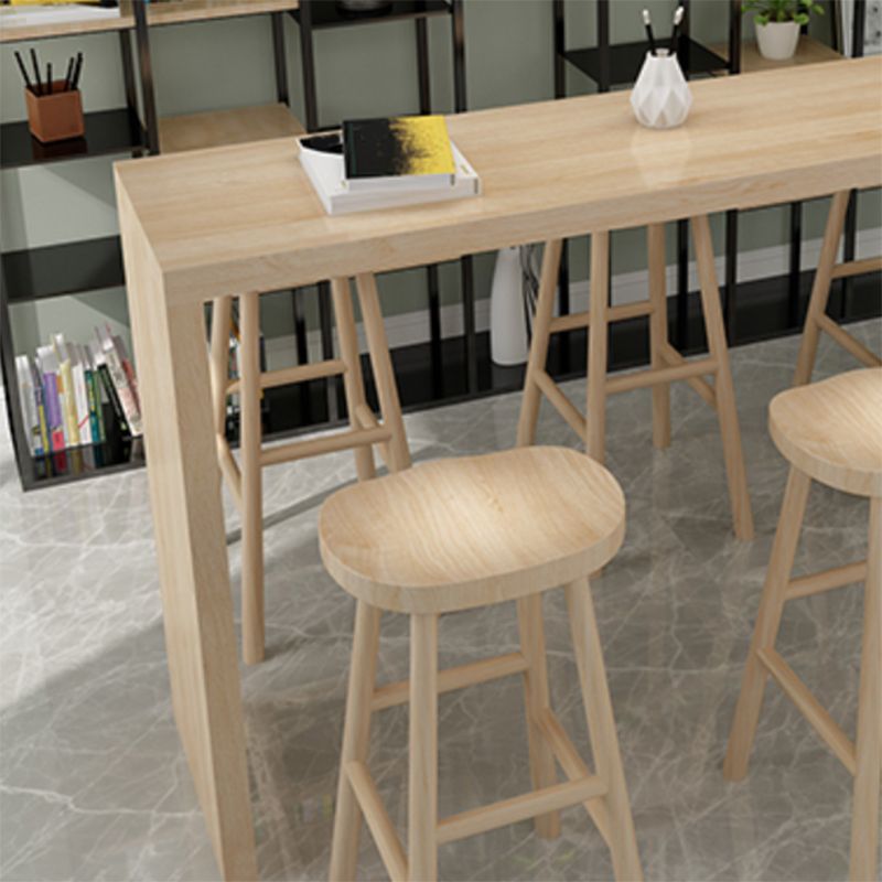 Modern Style Rectangle Bar Table Solid Wood Natural Color Bar Dining Table