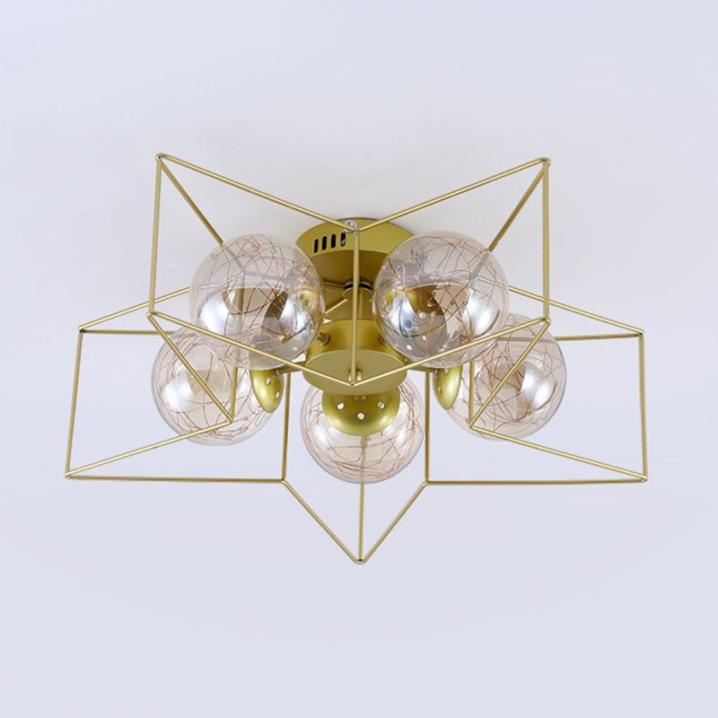 Star Shape Metal Flush Ceiling Light Modern 5 Lights Flush Mount Light Fixture