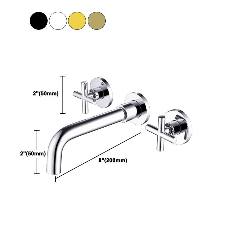 Glam Bathroom Sink Faucet Circular Wall Mounted Bathroom Faucet with Cross Handles