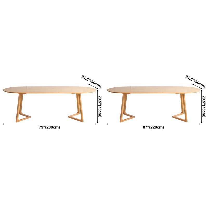 Oval Pine Solid Wood Table Modern Double Pedestal Dining Table with Wooden Base