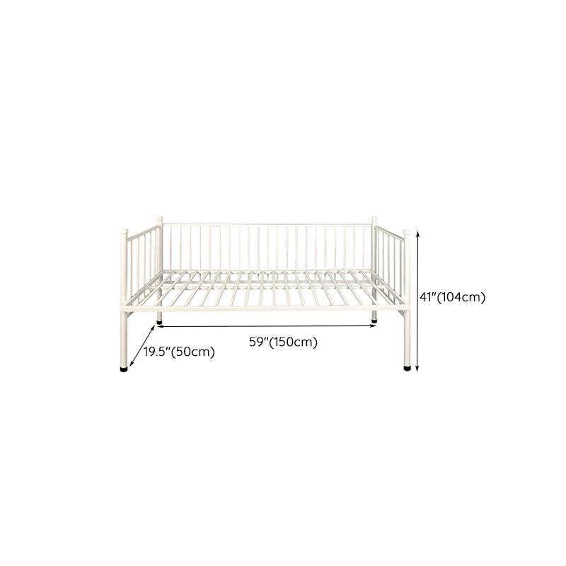 Metal Crib in White Industrial Iron Crib with Mattress and Guardrail