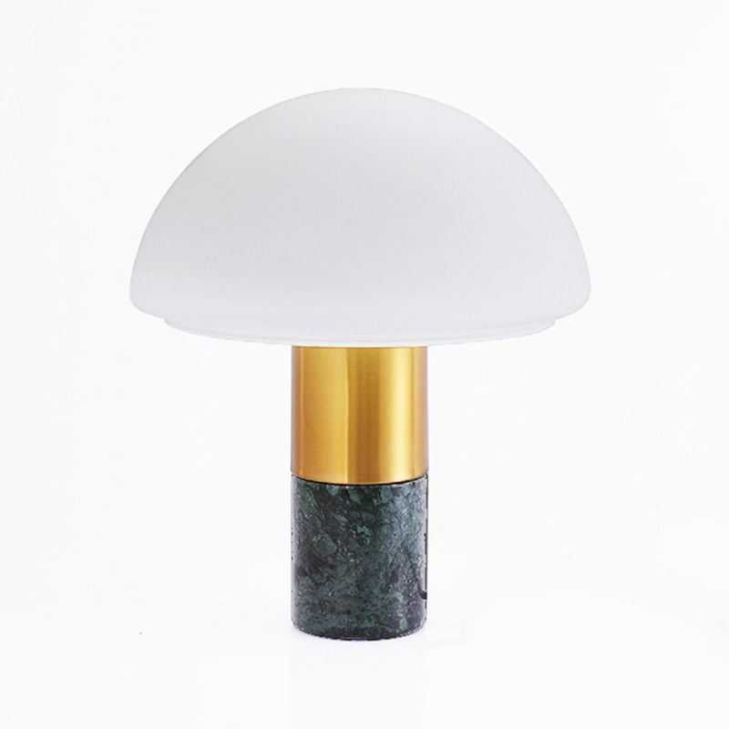 Contemporary 1 Head Table Light White/Green Dome Small Desk Lamp with Milky Glass Shade