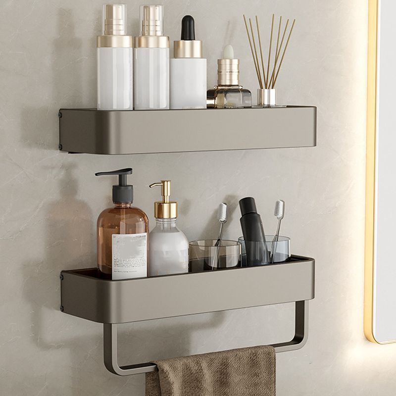 Contemporary Aluminum Bathroom Accessory Set Gray Bath Shelf