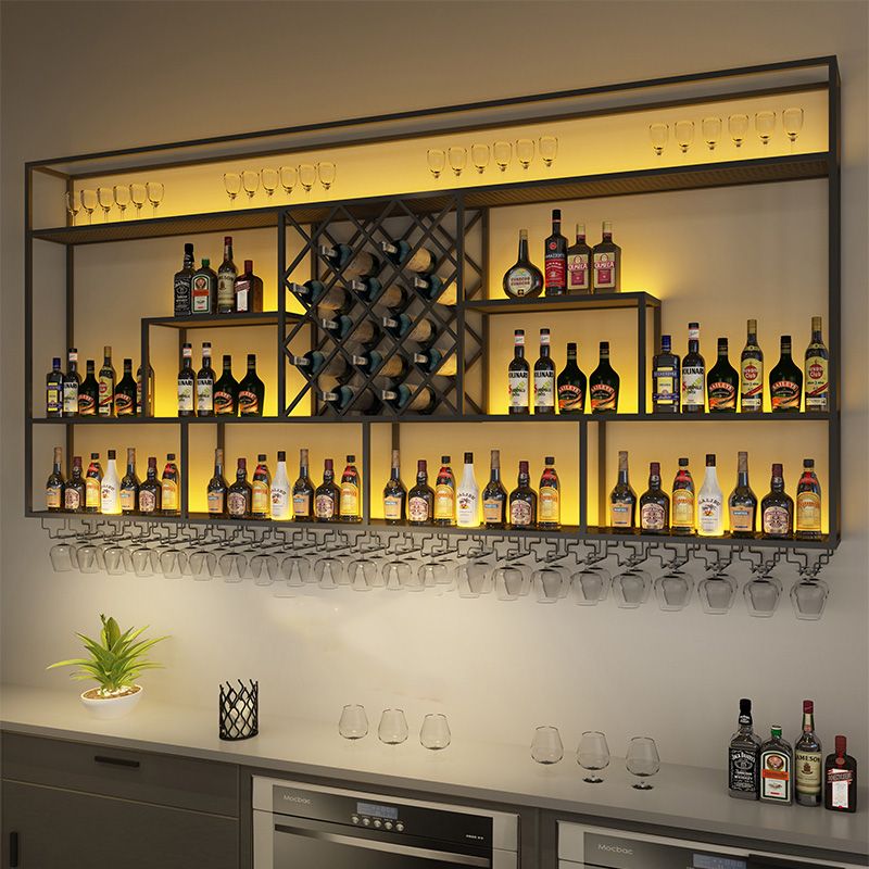 Modern Style Wine Rack Iron Shelf Wall Mounted Wine Rack for Bar