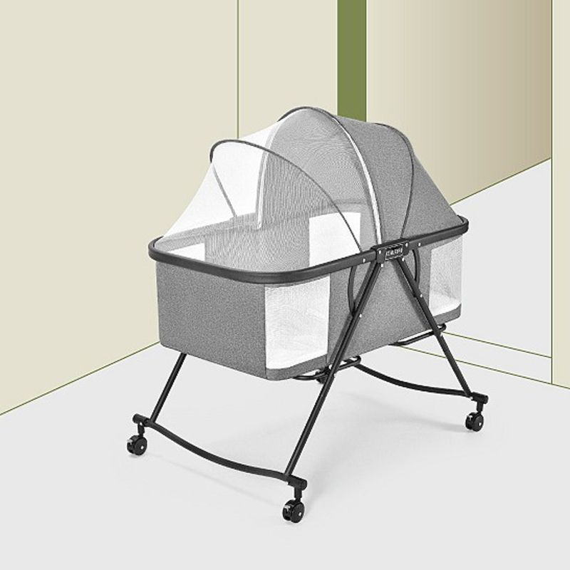 Modern Rocking Metal Gliding Crib Cradle Height Adjustable with Bedding