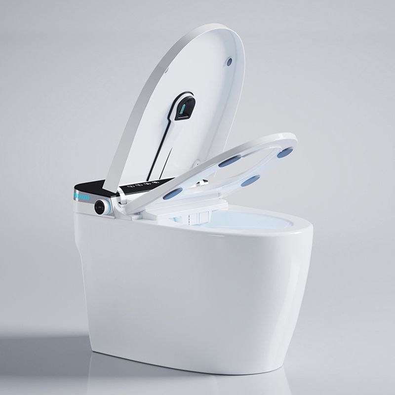 White Elongated Floor Standing Bidet with Heated Seat and Foot Sensor