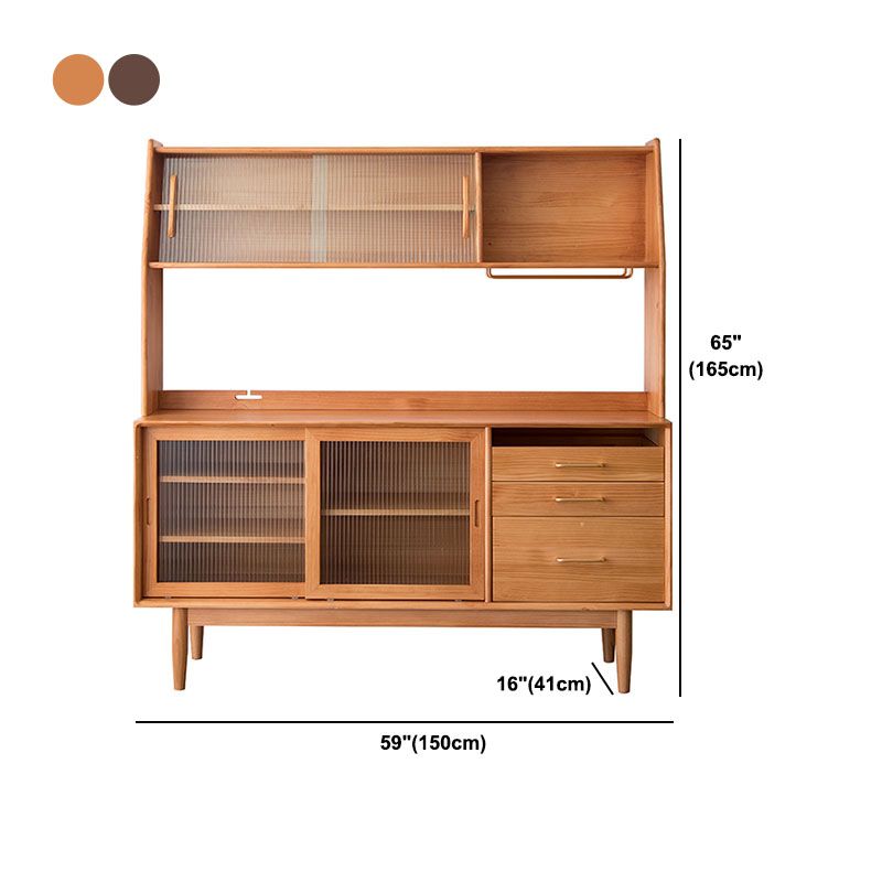 Pine Solid Wood Sideboard Buffet Contemporary Buffet Table with Drawers