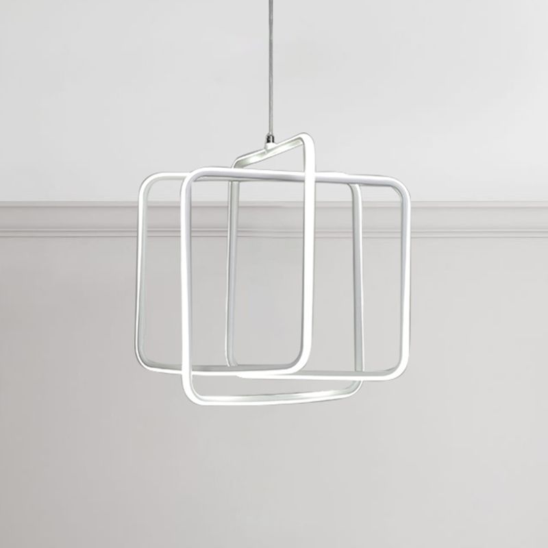 Minimalist Square LED Chandelier Light Acrylic Dining Room Drop Pendant in Warm/White Light