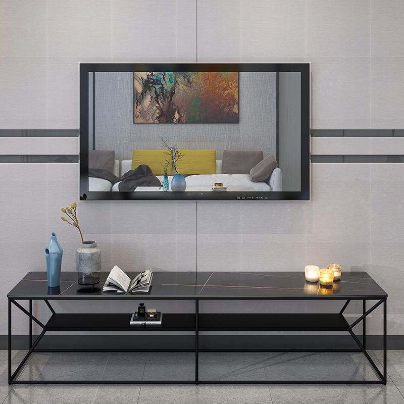 Contemporary Style TV Stand 2-shelf Open Storage TV Media Stand