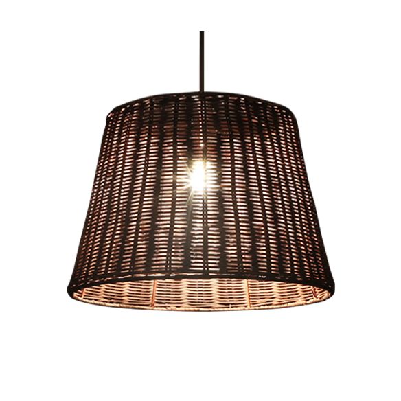 1/3-Kopf-Restaurant hängen Licht mit Kegel Rattan Schatten Land Stilvolle braune Anhängerlampe