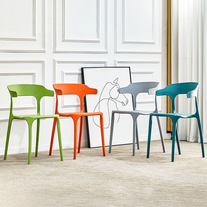 Plastic Chair Open Back Dining Side Furniture in Matte Finish