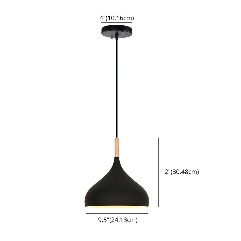 1 Light Teardrop Hanging Ceiling Light Nordic Aluminum Hanging Light for Restaurant