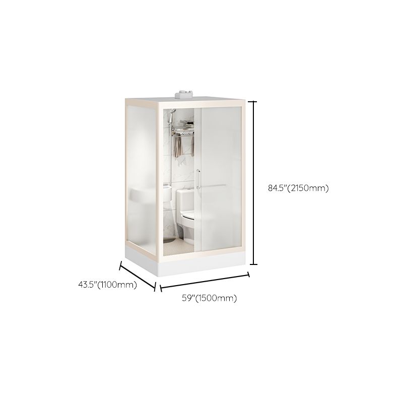 Modern Framed Tempered Glass Shower Kit with Base Included Framed Shower Stall in White