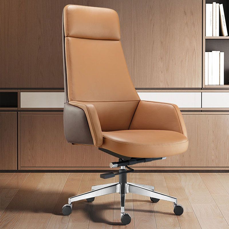 Modern Computer Chair Fixed Arms Chair Leather Management Office Chair