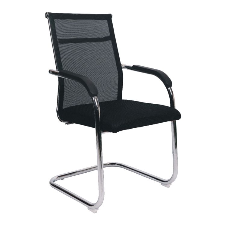 Modern Arms Included Chair Mid-Back Metal Base Chair in Black/Brown