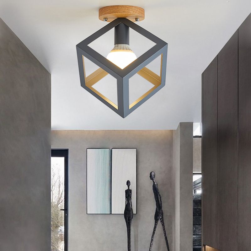 Geometric Shape Metal Flush Ceiling Light Modern 1 Light Flush Mount Light Fixture