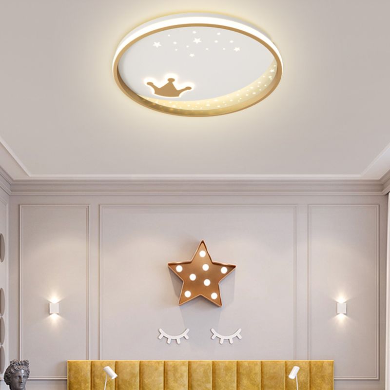 Modern Metal Flush Mount Circular Shape Ceiling Light with Acrylic Shade for Living Room