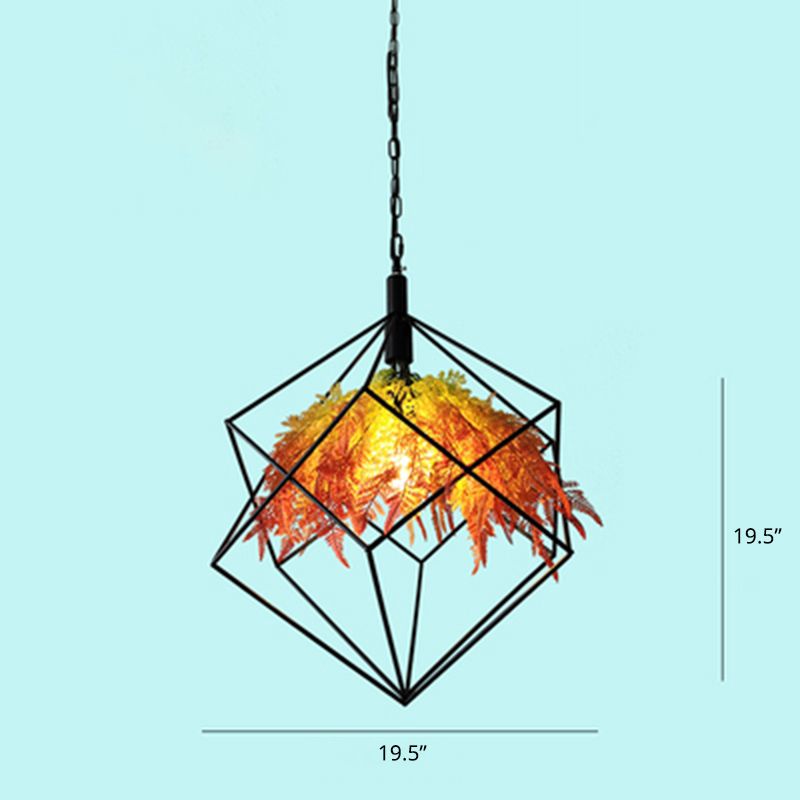 Artificial Plant Restaurant Chandelier Industrial Style Metal Suspension Lighting