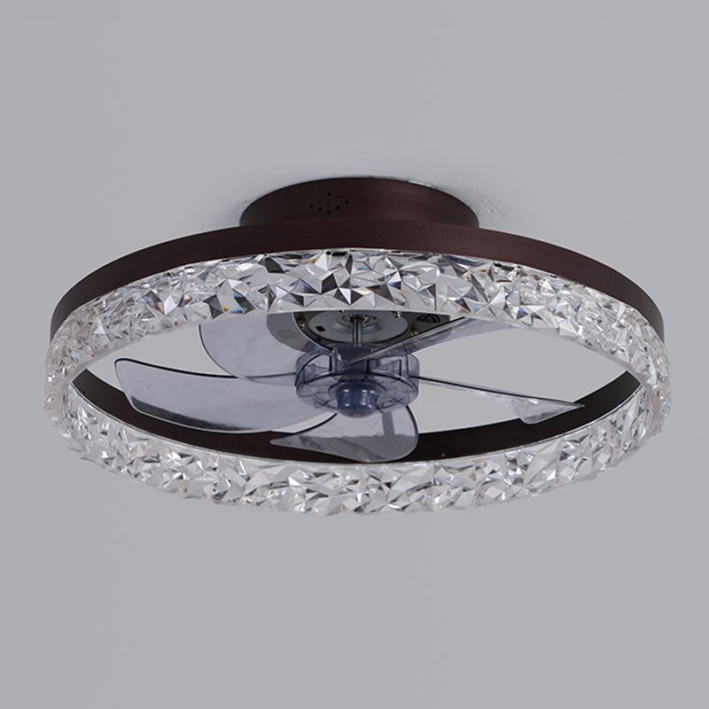 Modern Luxury LED Ceiling Fans Lacquered Iron Circular Flush Mount with Acrylic Shade