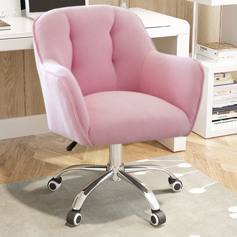 Mid Back Office Chair Rotatable Upholstered Desk Chair with Wheels