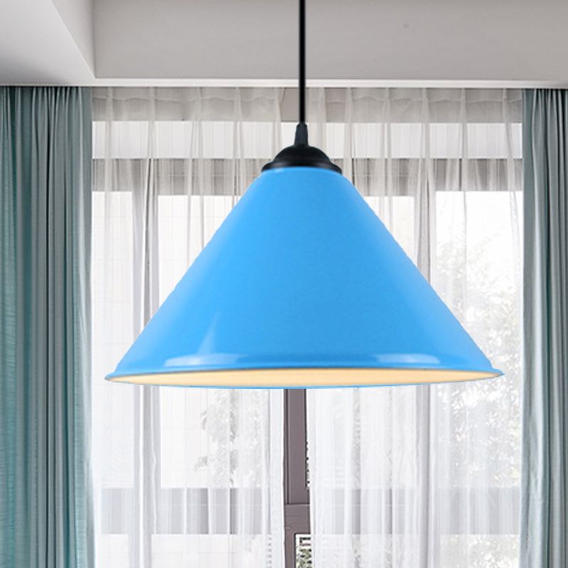 Kegelhangende licht Modern metaal 1 lichtroze/geel/groene hanglamp, 12 "/14"/16 "dia