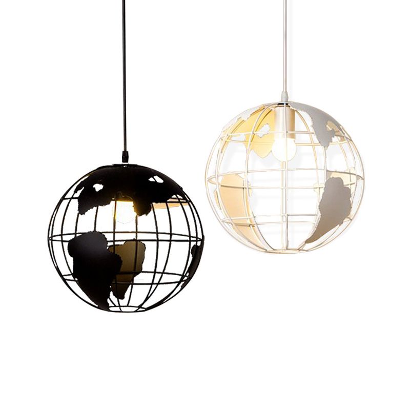 1 Light Cage Globe Ceiling Light Industrial Metallic Pendant Light for Coffee Shop