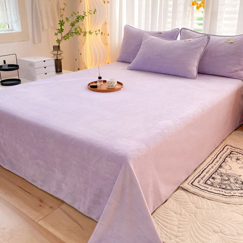 Modern Style Bed Sheet Solid Color Ultra-Soft Breathable Bed Sheet