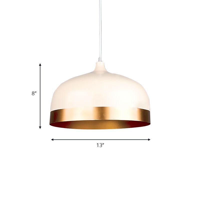 Lampe suspendue en or moderne avec une nuance de dôme 1 tête de plafond métal