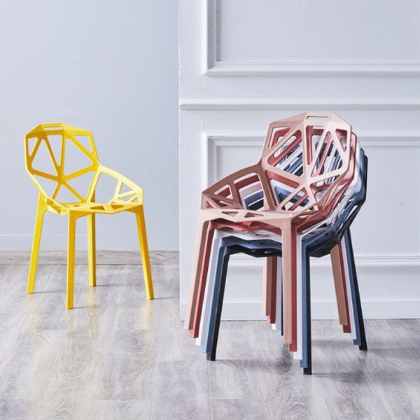 Contemporary Style Stackable Chairs Dining Plastic Arm Chairs for Kitchen