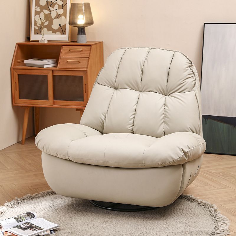 Metal Frame Manual-Handle Standard Recliner Solid Color Faux Leather Recliner Chair