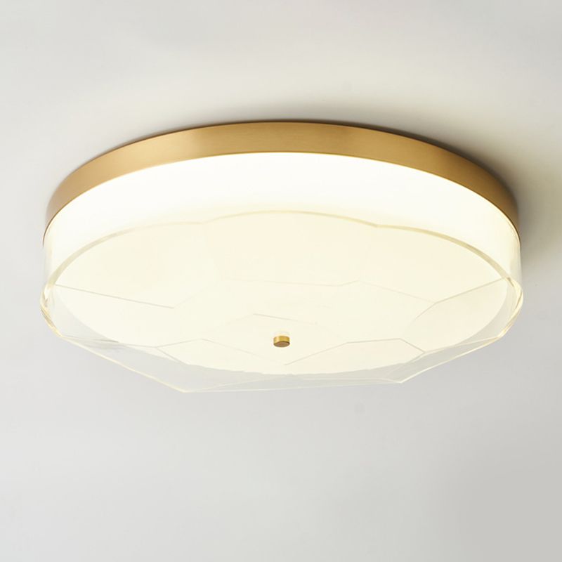 Modern Flush Light Gold Ceiling Lighting with Brass and Acrylic for Bedroom