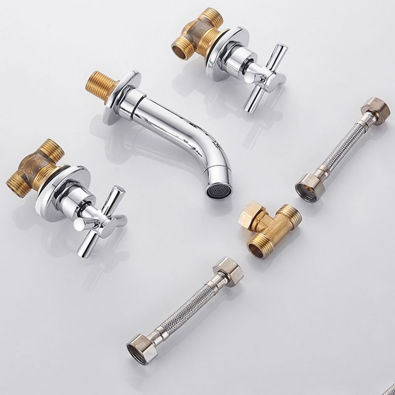 Modern Bathroom Faucet Wall Mounted Cross Handles Low Arc Faucet