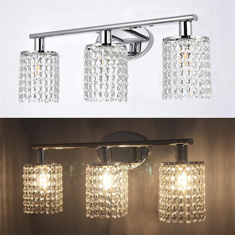 Traditional Multi - Light Vanity Light Crystal Bathroom Vanity Lighting in Black / Chrome