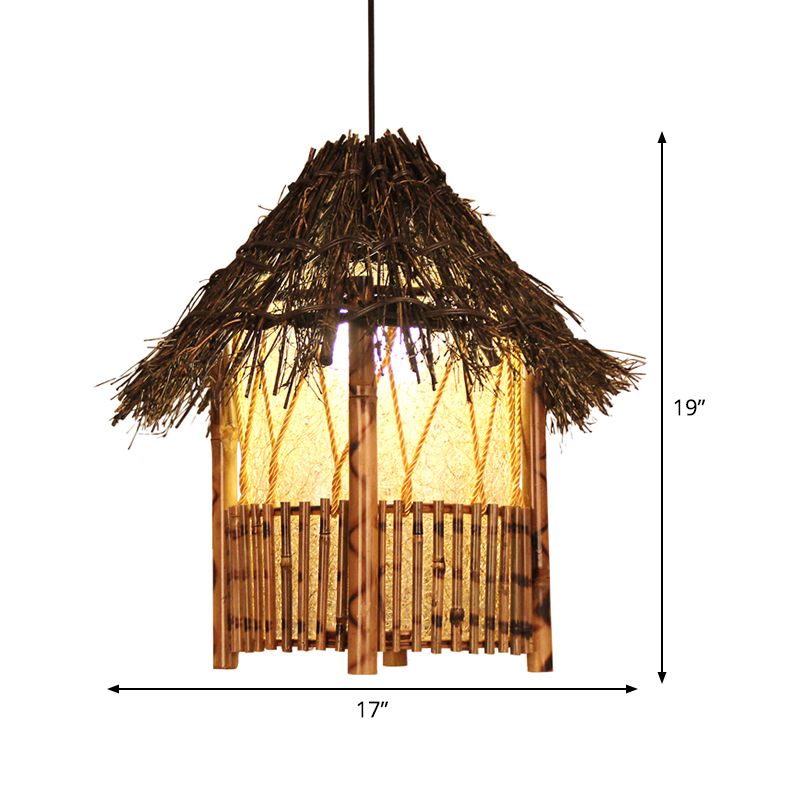 1 Apparecchio di illuminazione sospeso in legno cinese a sospensione a mano.