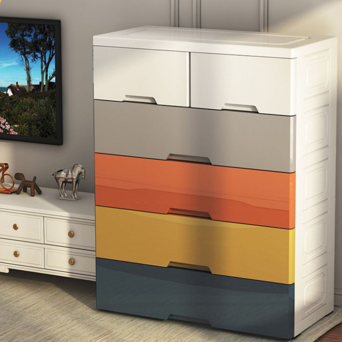 Plastic Armoire Cabinet with Drawer Contemporary Bedroom Armoire